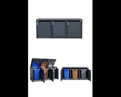  &nbsp; 
  WIDL-M&uuml;lltonnenbox aus Metall&nbsp; &ndash; modern, stabil, wetterfest  
 Diese hochwertige M&uuml;lltonnenbox sorgt f&uuml;r ein aufger&auml;umtes und stilvolles Erscheinungsbild rund um Haus und Garten. Die robuste Metallkonstruktion in modernem Anthrazit verdeckt Ihre M&uuml;lltonnen zuverl&auml;ssig und f&uuml;gt sich harmonisch in jede Umgebung ein. 
 Dank der praktischen gro&szlig;en Frontt&uuml;ren lassen sich die Tonnen bequem herausrollen. Der aufklappbare Deckel ist mit dem Tonnendeckel gekoppelt &ndash; f&uuml;r komfortables &Ouml;ffnen mit nur einem Handgriff. L&uuml;ftungsschlitze sorgen zus&auml;tzlich f&uuml;r eine gute Luftzirkulation im Inneren. 
 Ideal f&uuml;r alle, die Funktionalit&auml;t, Langlebigkeit und modernes Design kombinieren m&ouml;chten. 
  Highlights:  
 
 beliebig erweiterbar, ob f&uuml;r 1, 2, 3 oder mehr M&uuml;lltonnen (von&nbsp; 60L bis 240L) 
 Wetterfeste,      pulverbeschichtete Metallkonstruktion 
 Deckel-Kopplung      f&uuml;r einfaches &Ouml;ffnen 
 Separate      Frontt&uuml;ren je Tonne, T&uuml;ranschlag links und rechts m&ouml;glich 
 Modernes,      zeitloses Design in Anthrazit 
 
 &nbsp; 
 &nbsp; 